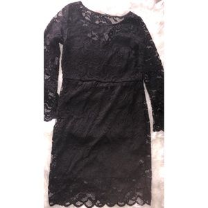 Black lace long sleeve dress